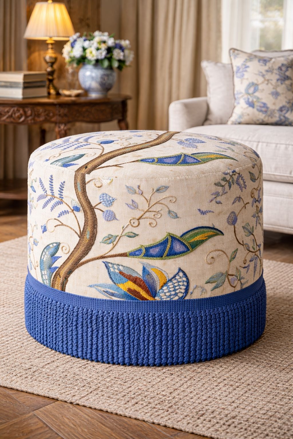 Statement chair in painterly fabric